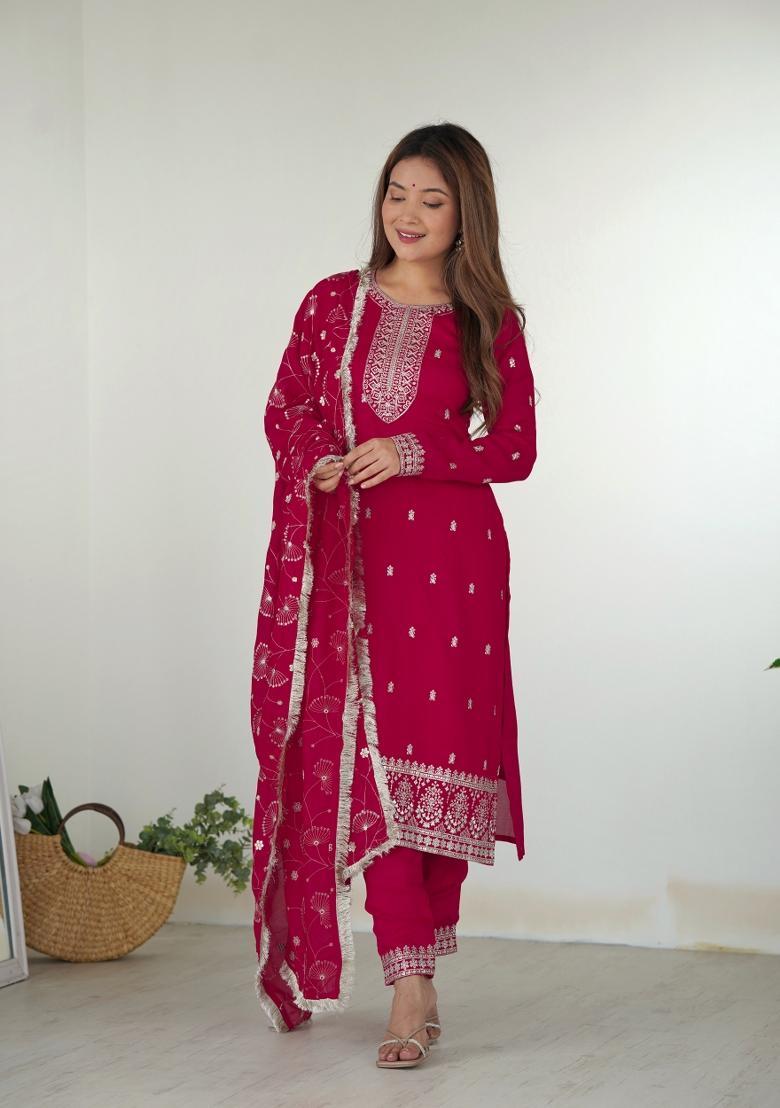Pink Embroidered Silk Salwar Kameez