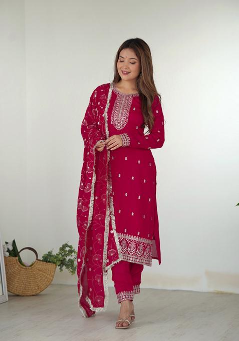 Pink Embroidered Silk Salwar Kameez