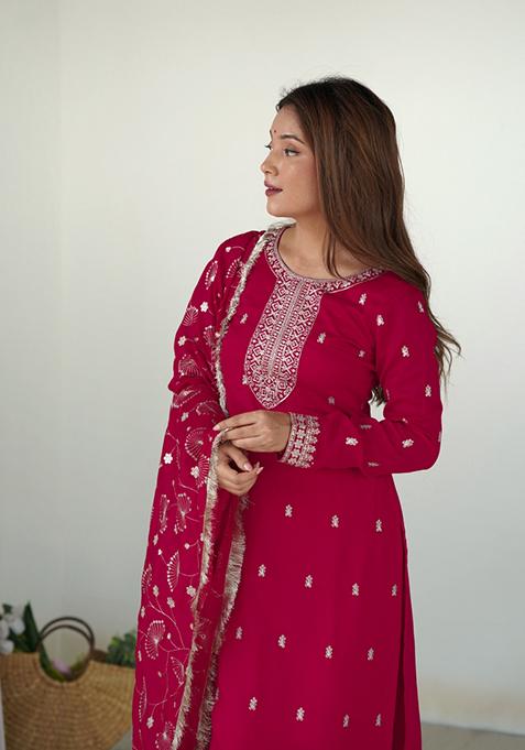 Pink Embroidered Silk Salwar Kameez