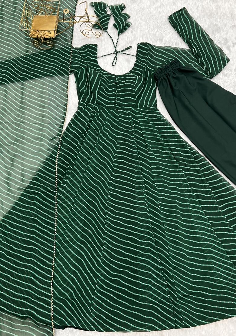 Green Printed Georgette Salwar Kameez