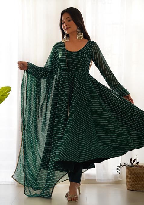 Green Printed Georgette Salwar Kameez