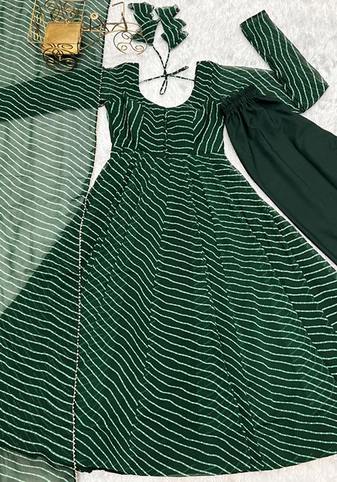 Green Printed Georgette Salwar Kameez