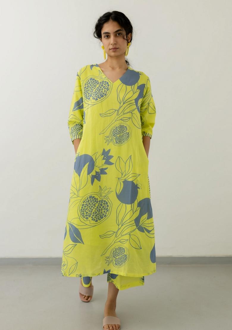 Yellow Printed Viscose Salwar Kameez