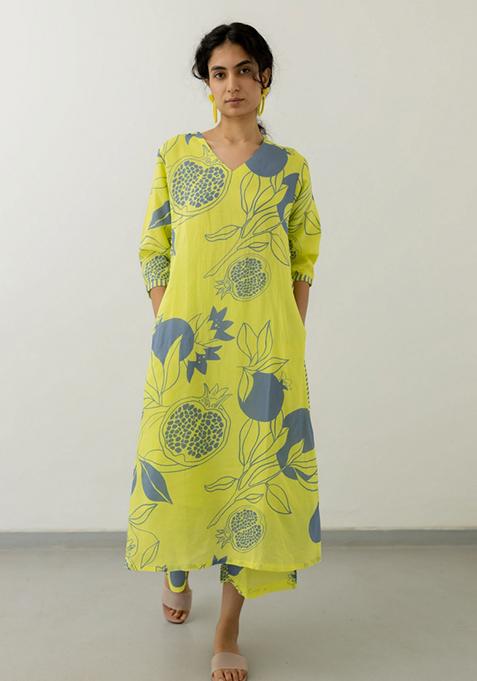 Yellow Printed Viscose Salwar Kameez