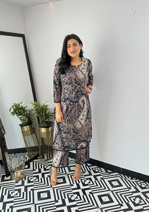 Black Printed Viscose Salwar Kameez