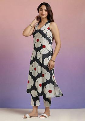 Black Printed Cotton Salwar Kameez