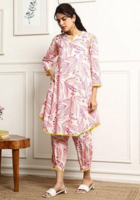 Pink Printed Cotton Salwar Kameez