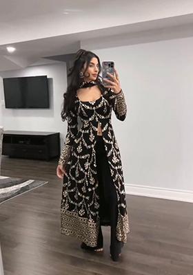 Black Embroidered Georgette Salwar Kameez