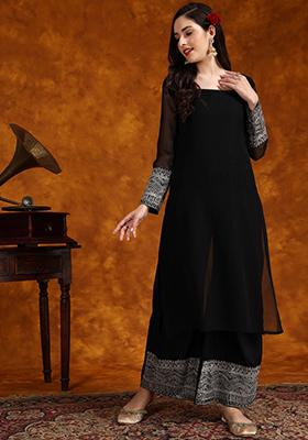 Black Embroidered Georgette Salwar Kameez