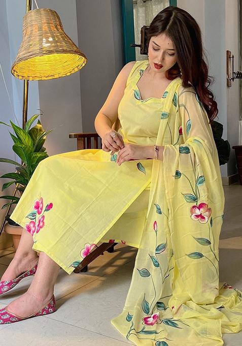 Yellow Embroidered Georgette Salwar Kameez