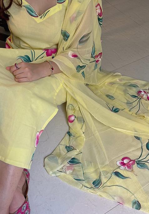 Yellow Embroidered Georgette Salwar Kameez