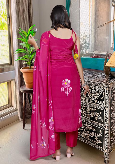 Maroon Embroidered Georgette Salwar Kameez