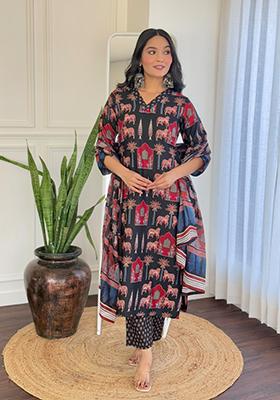 Black Embroidered Chanderi Salwar Kameez