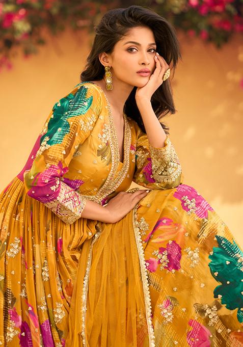 Sky Chinon Pant Anarkali main image 1