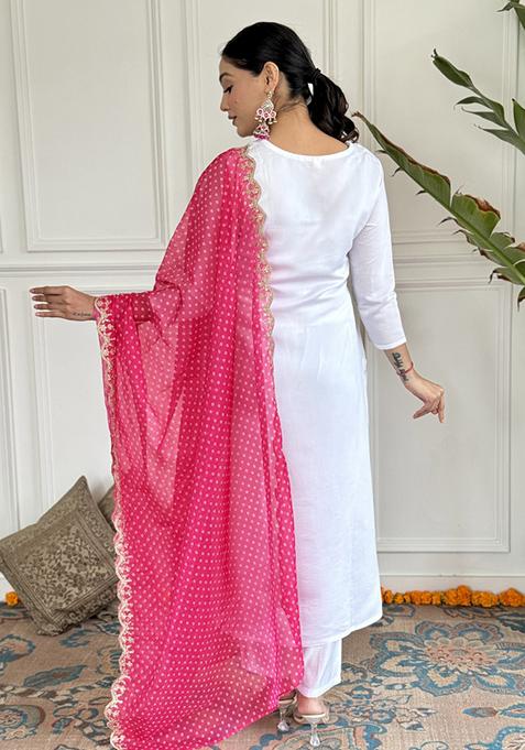 White Embroidered Viscose Salwar Kameez