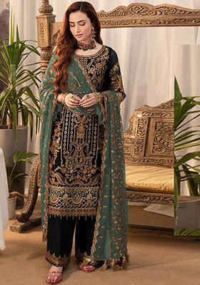 Black Embroidered Georgette Pakistani Salwar Kameez