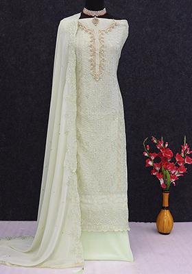 Light Pista Green Embroidered Georgette Pakistani Salwar Kameez