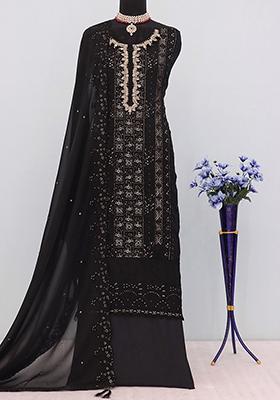 Black Embroidered Georgette Pakistani Salwar Kameez