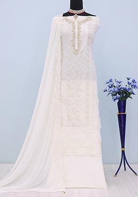 White Embroidered Georgette Pakistani Salwar Kameez