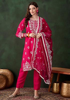 Pink Embroidered Silk Salwar Kameez