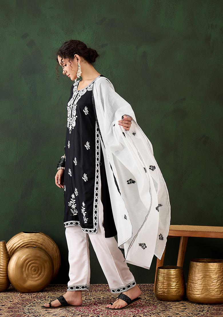Black Embroidered Silk Salwar Kameez
