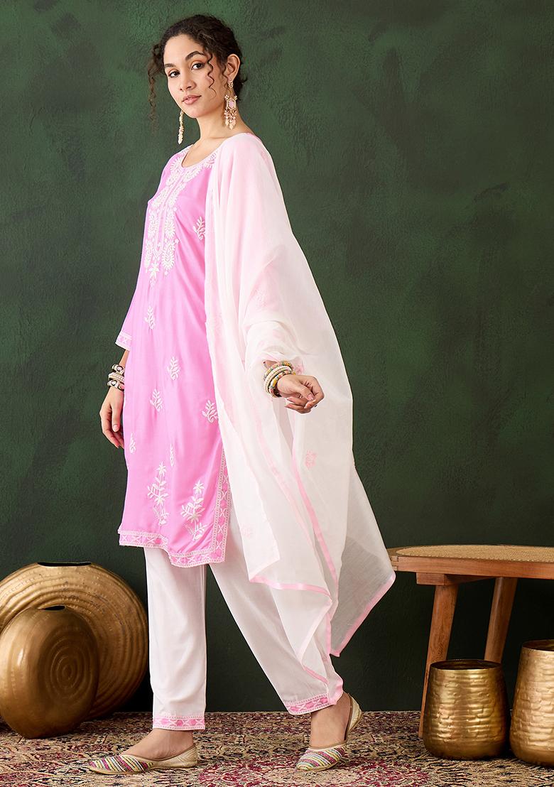 Pink Embroidered Silk Salwar Kameez