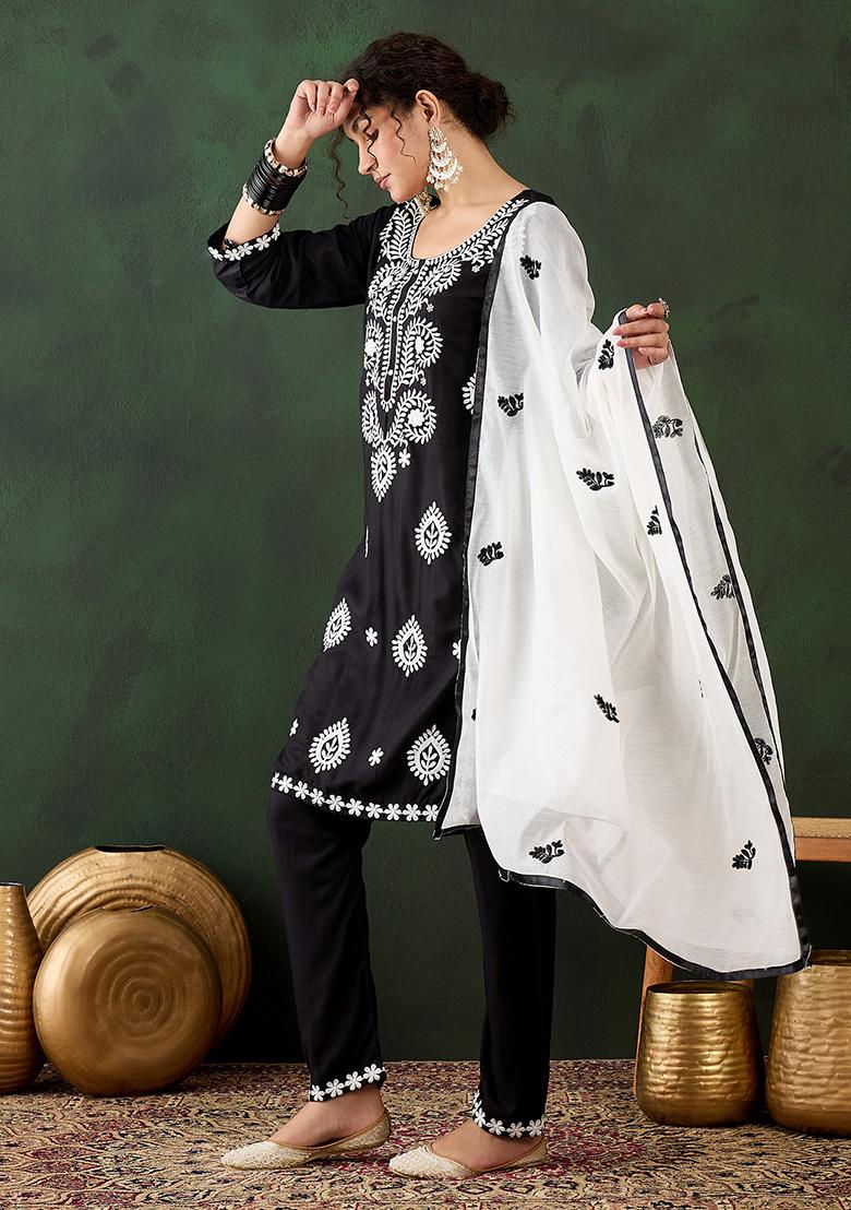Black Embroidered Silk Salwar Kameez
