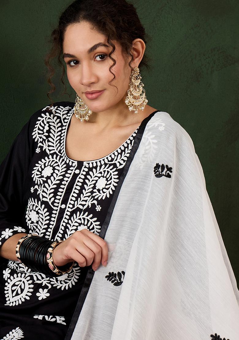 Black Embroidered Silk Salwar Kameez
