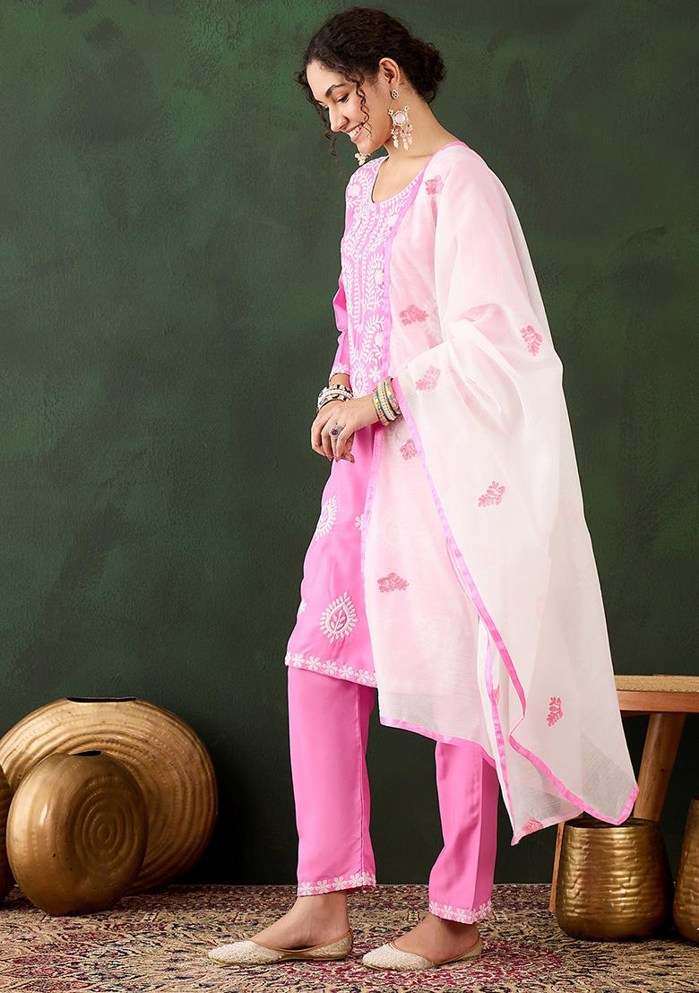 Pink Embroidered Silk Salwar Kameez