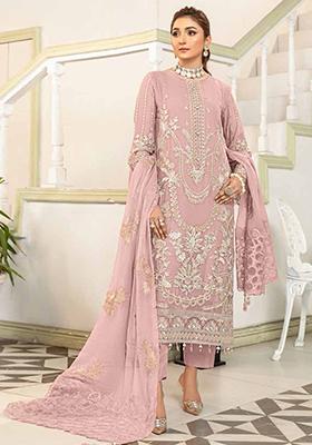 Light Pink Embroidered Georgette Pakistani Salwar Kameez