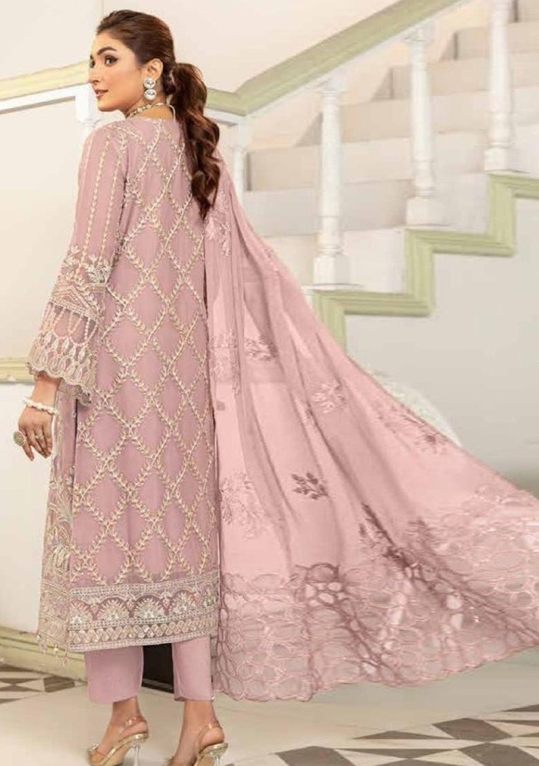 Light Pink Embroidered Georgette Pakistani Salwar Kameez