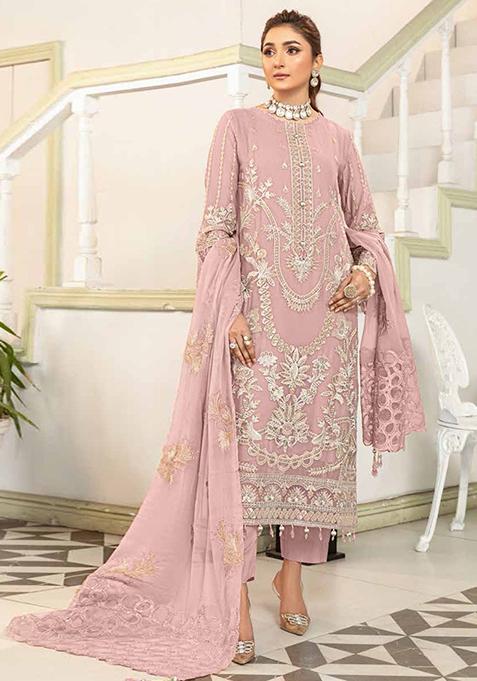 Dubai Pink Georgette Salwar Kameez main image 1