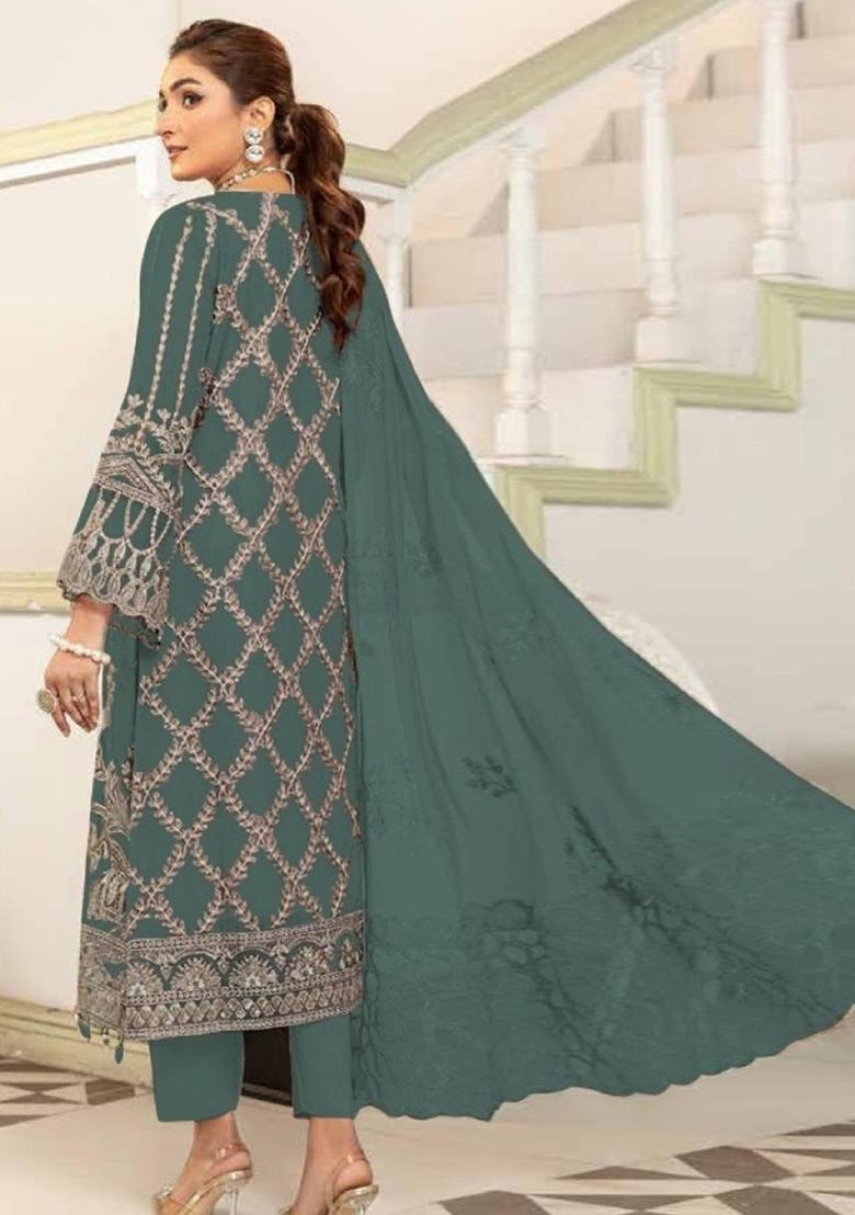 Green Embroidered Georgette Pakistani Salwar Kameez