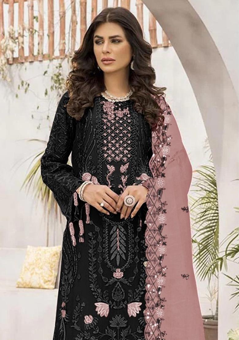 Black Embroidered Georgette Pakistani Salwar Kameez