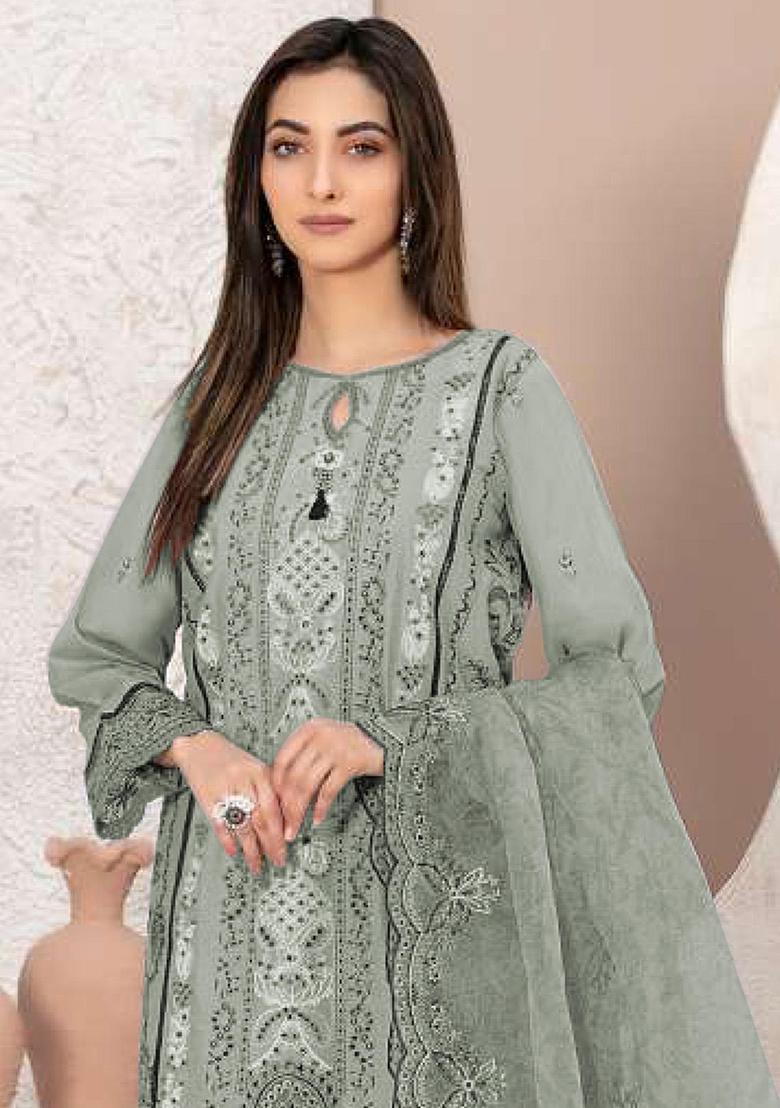 Green Embroidered Georgette Pakistani Salwar Kameez