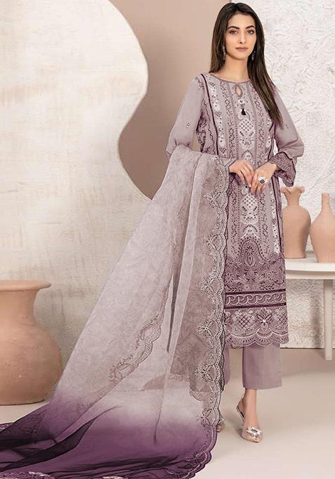 Peach Embroidered Georgette Pakistani Salwar Kameez With Dupatta