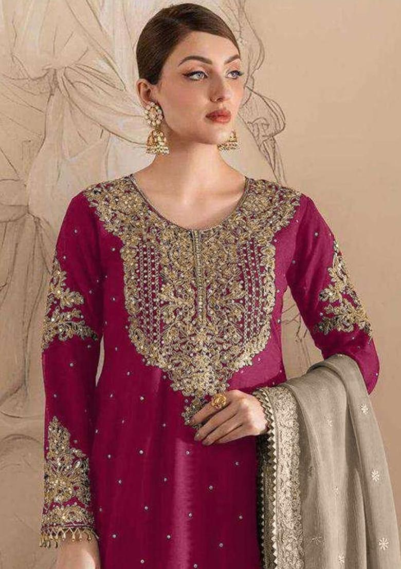 Pink Embroidered Georgette Pakistani Salwar Kameez