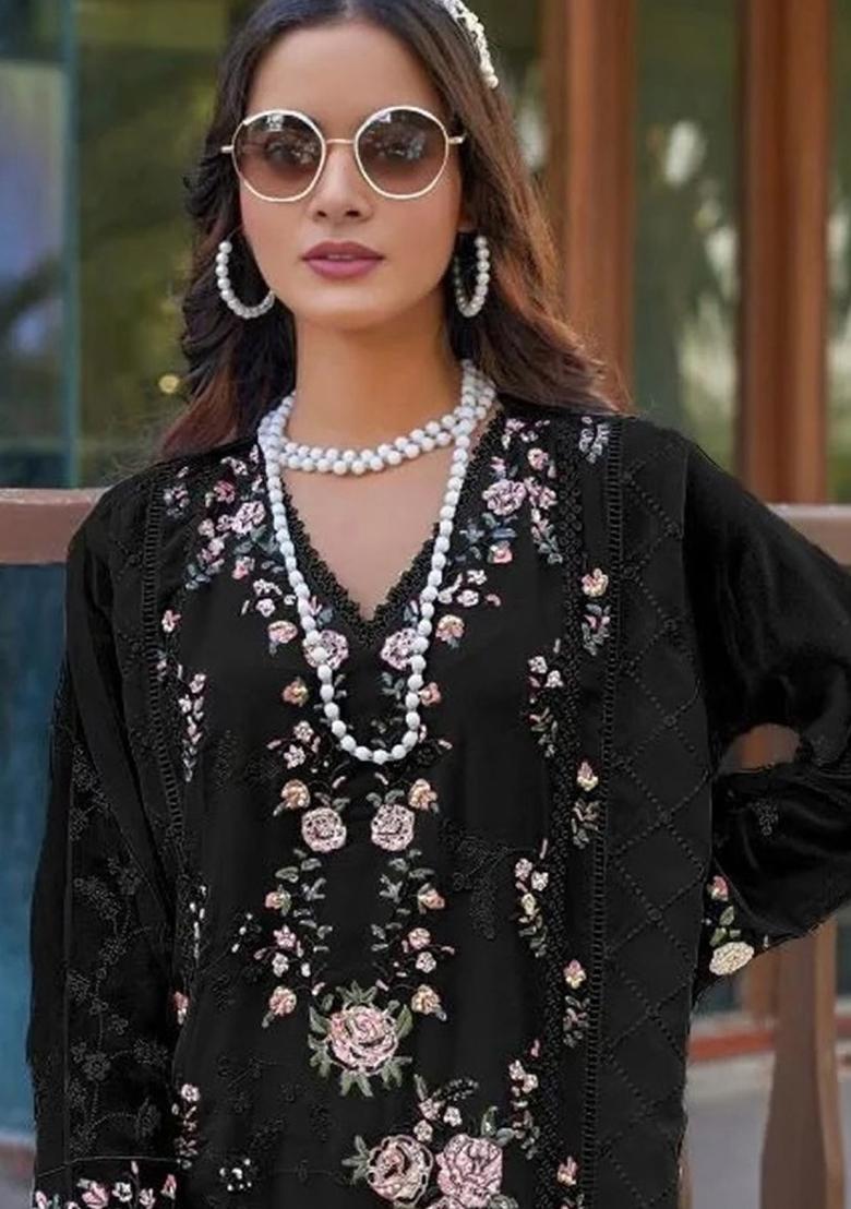 Black Embroidered Georgette Pakistani Salwar Kameez