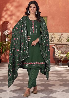Green Embroidered Georgette Salwar Kameez