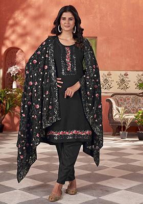 Black Embroidered Georgette Salwar Kameez