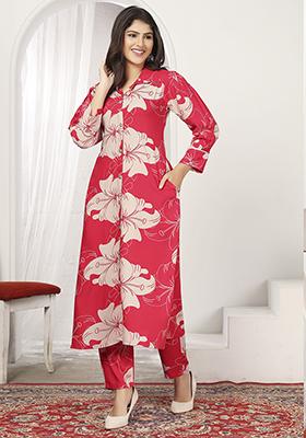 Pink Embroidered Rayon Salwar Kameez