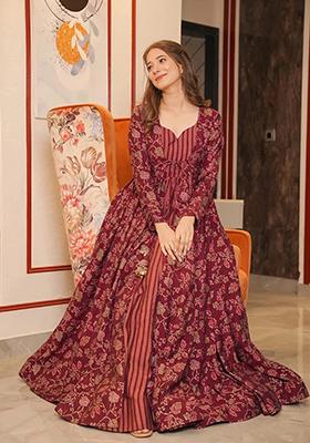 Black Printed Muslin Gown