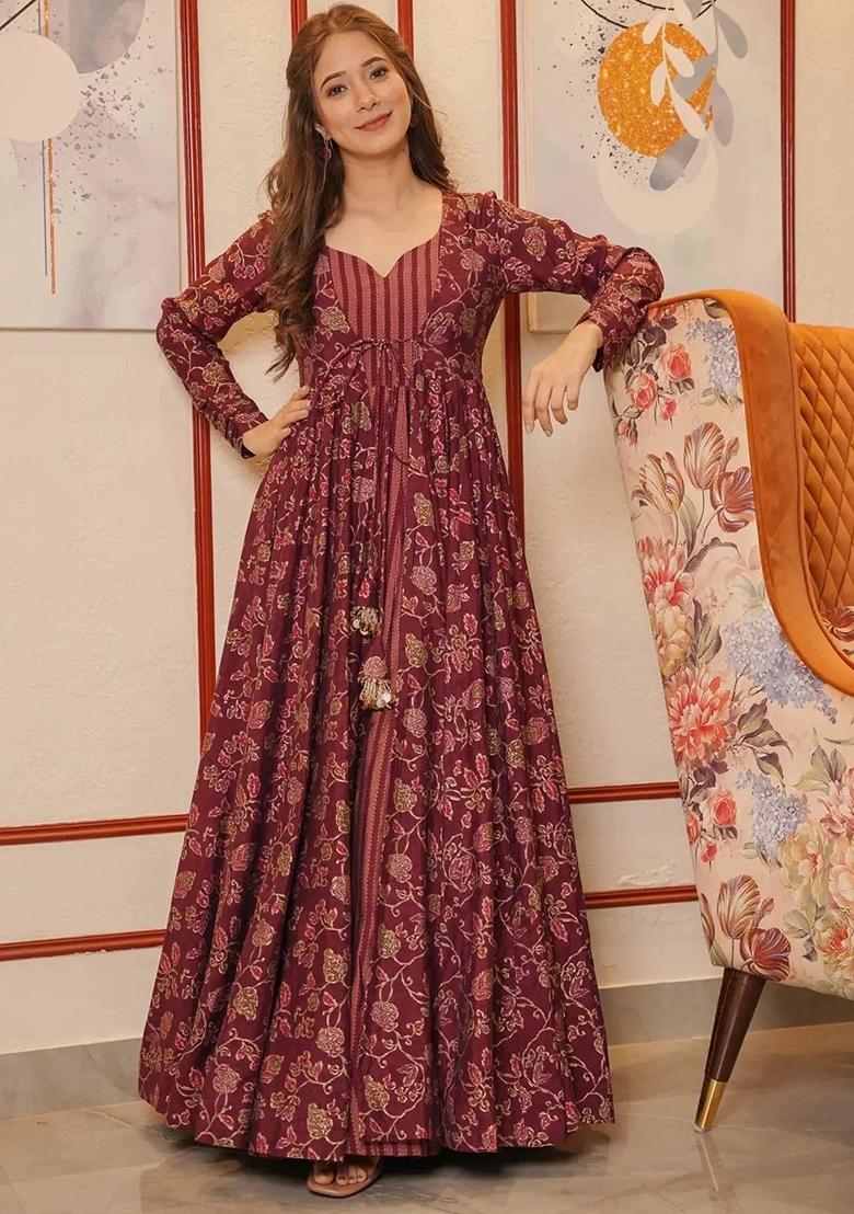 Black Printed Muslin Gown