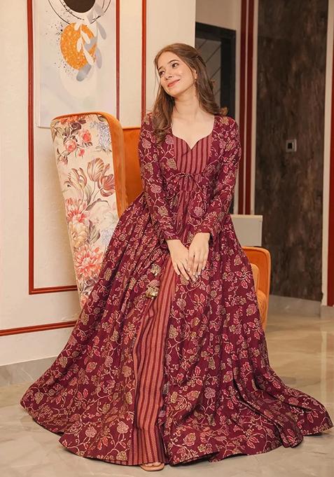 Black Printed Muslin Gown