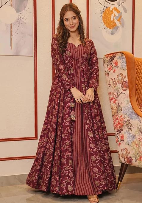 Black Printed Muslin Gown