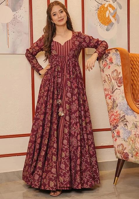 Black Printed Muslin Gown