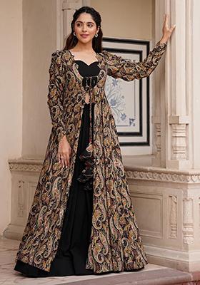 Black Printed Georgette Gown