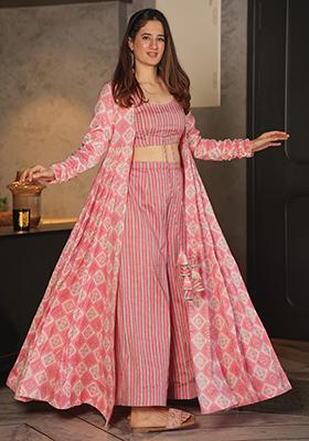 Pink Printed Rayon Gown