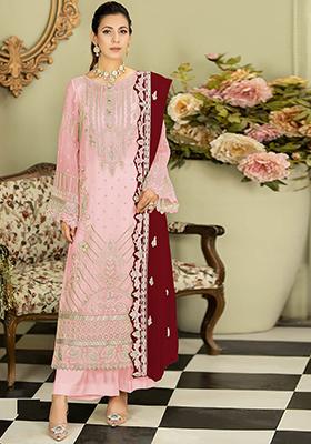 Pink Embroidered Georgette Pakistanii Salwar Kameez