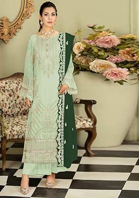 Green Embroidered Georgette Pakistanii Salwar Kameez